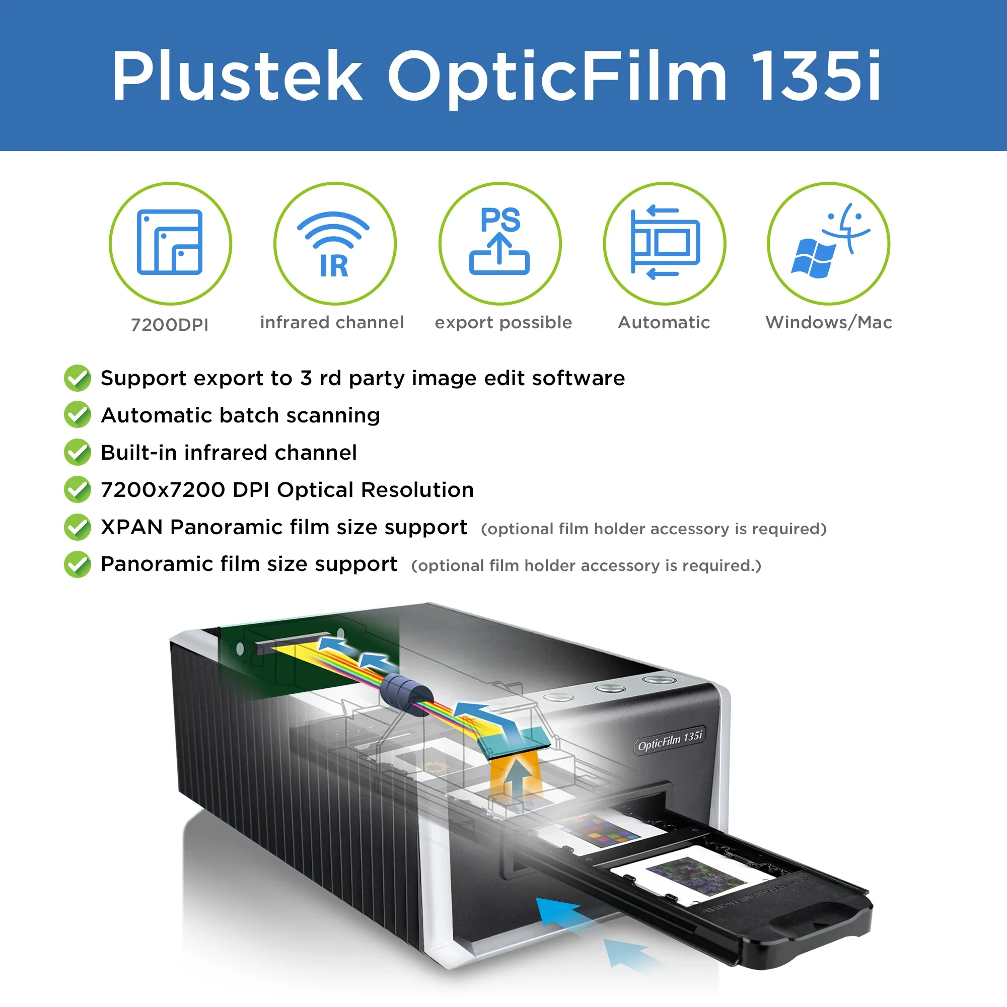 Plustek OpticFilm 135i 　高画質フィルムスキャナー Plustek フィルムスキャナー OPTICFILM 135I 1台（直送品） - アスクル