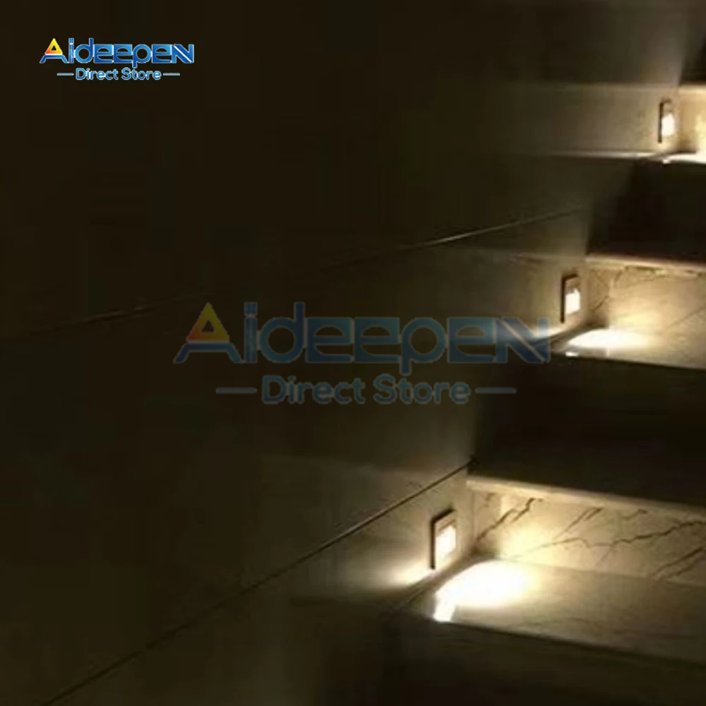 Led Light Led Wall Lamp Wall Light Recessed Led Wall Lamp Stair Switch AC 180-220V Step Corridor Indoor Lighting Warm/Cold Light Gold Black White Grey