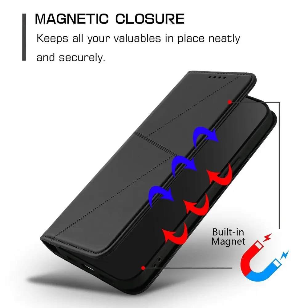 Leather Texture Wallet Case with Magnetic Flip Cover in Elegant Design