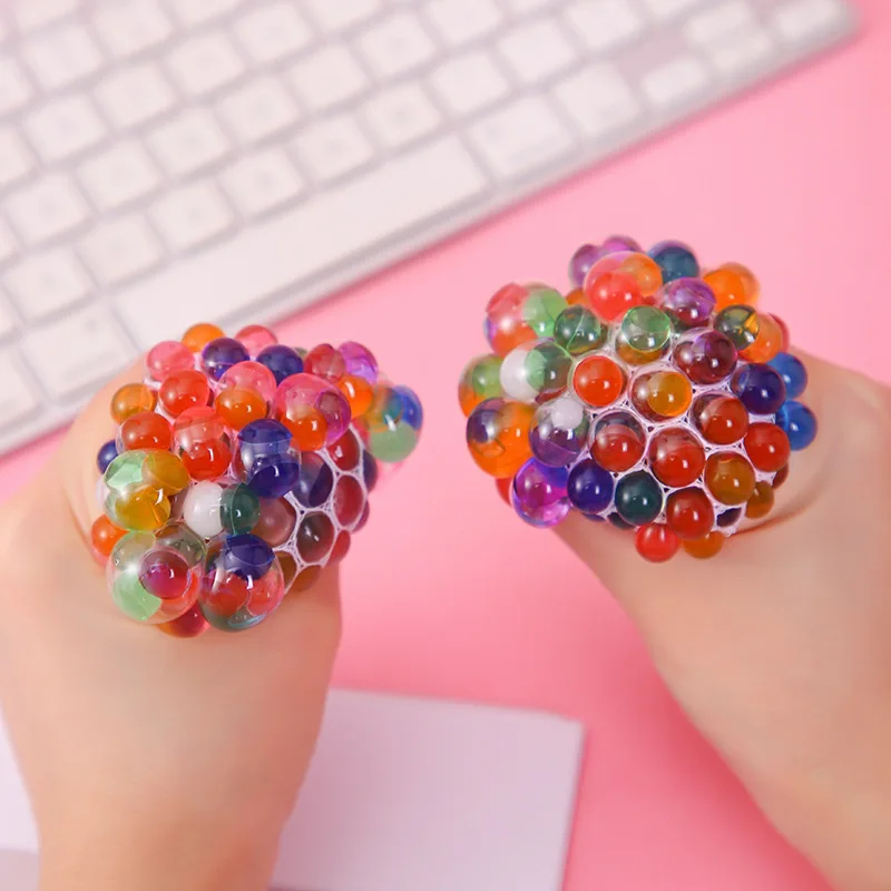 Anti-Stress Grape Ball Rainbow Squeeze Grape Toys Colorful Mesh Ball Soft Elastic Anxiety Relief Fidget Decompression Toy fidget toy sensory fidget toy anti stress toy finger sensory toy