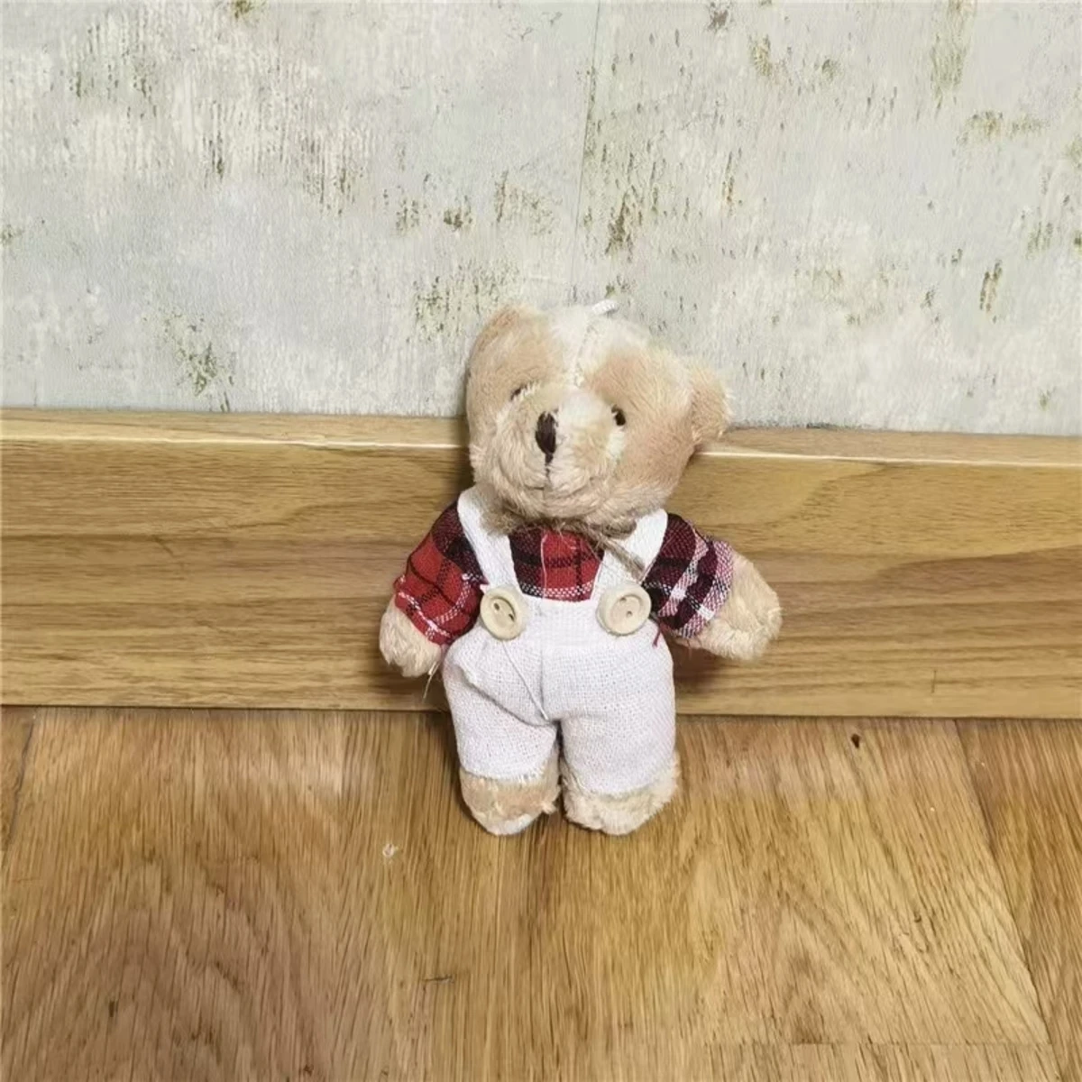 Bear keychain 10cm with changeable clothes interactive plush toy for bag car decor