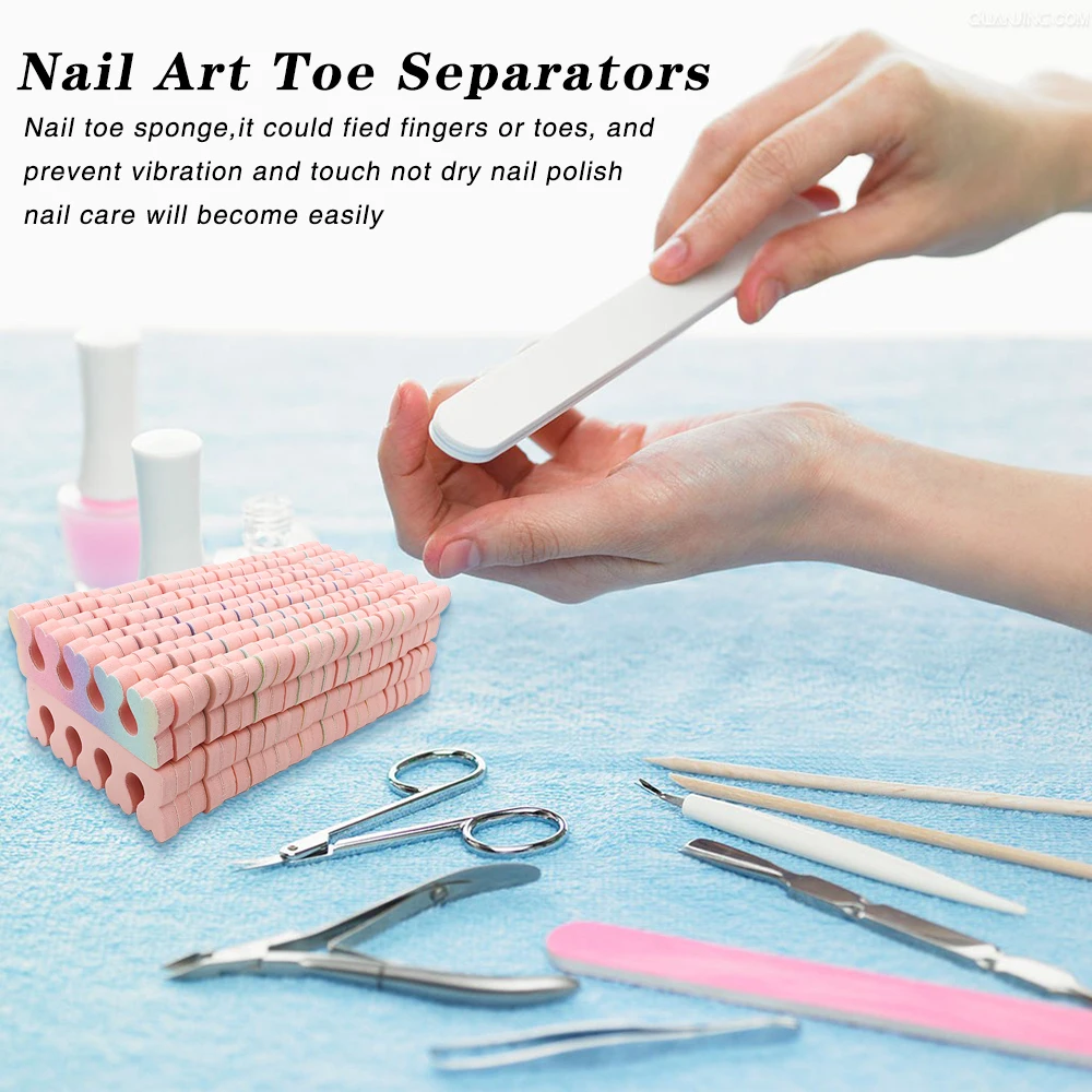 20pcs/set Pink Soft Sponge Finger & Toe Separators Set Nail Art Manicure Pedicure Dividers Flexible Foam Gel Polish Holder Tools