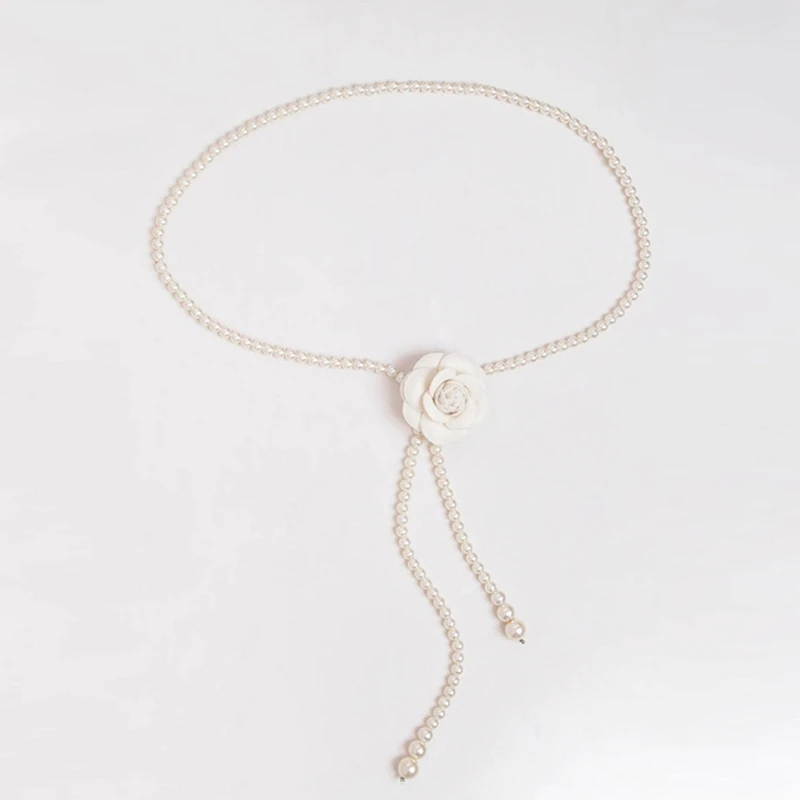 Pearl Belly Chain Fashion Camellia Flower Waist Body Chains Waist