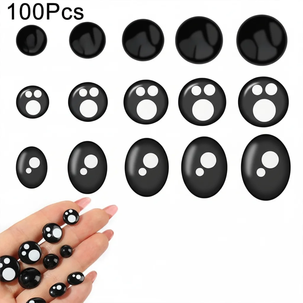 100 Stück 8/12/14 mm Kawaii Puppenaugen Cartoon Sicherheitsaugen Nase Spielzeug Teddybär Stofftiere DIY Snap Tierpuppe Puppenzubehör