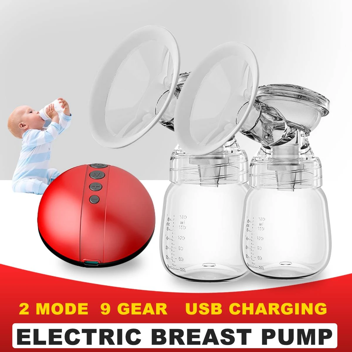 New Split Bilateral Electric Breast Pump Milk Feeding Automatic Massage Postpartum Lactator Pumps Baby Breastfeeding Accessories intelligent rh228 automatic double breast pump