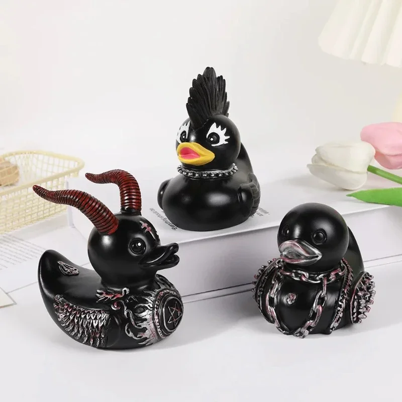 Devil Punk Duck Desktop Ornament Electric Syllable Death Rock Duck Halloween Decoration Doll