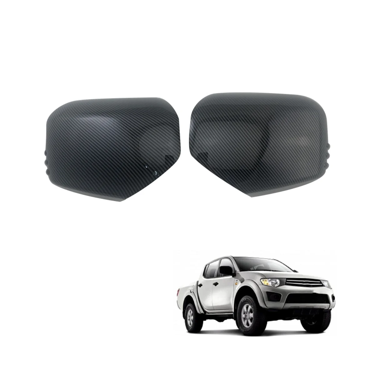 Car Carbon Fiber Rearview Side Glass Mirror Cover Trim Frame Side Mirror Caps for Mitsubishi L200 Triton 2006-2014