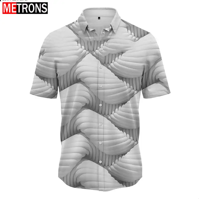 

Summer Men's Short Sleeve Shirt Button Lined Cardigan Top 3D Print Plus Size Short Top Hawaii Beach Simple 2023 NewStyle XS-5XL