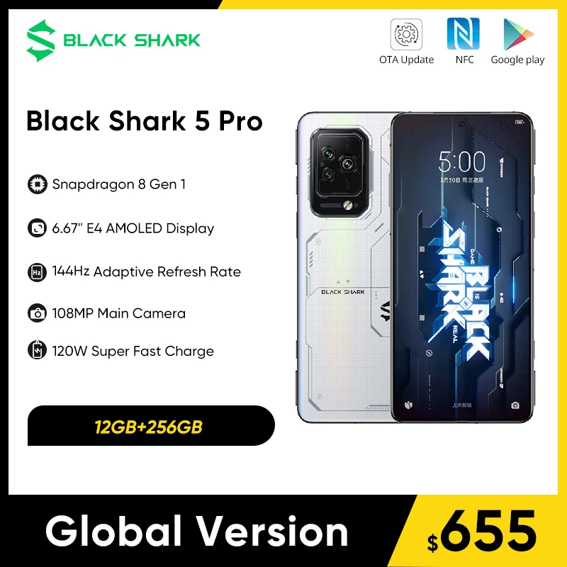 

Global Version Black Shark 5 Pro 5G Smartphone 5pro Snapdragon 8 Gen 1 Gaming Phone Celular 120W Super Charge Mobile Phone NFC