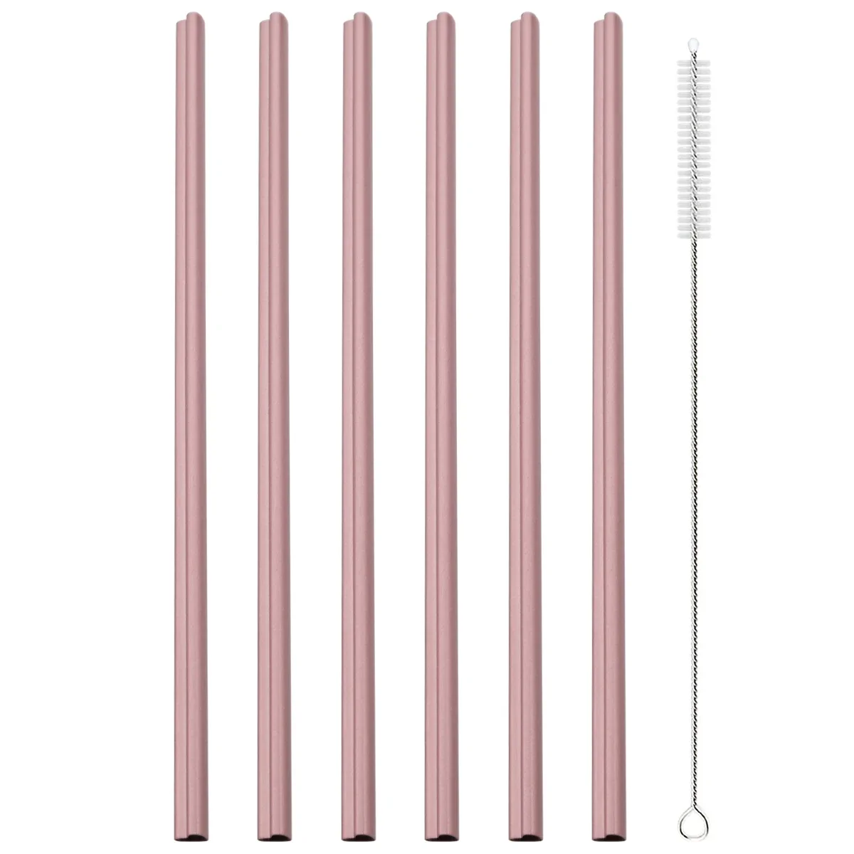 Heart-Shaped Stainless Steel Reusable Straw Set with Cleaning Brush