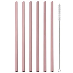 Heart - Shaped Stainless Steel Reusable Straw Set with Cleaning Brush (6pcs 1brush)