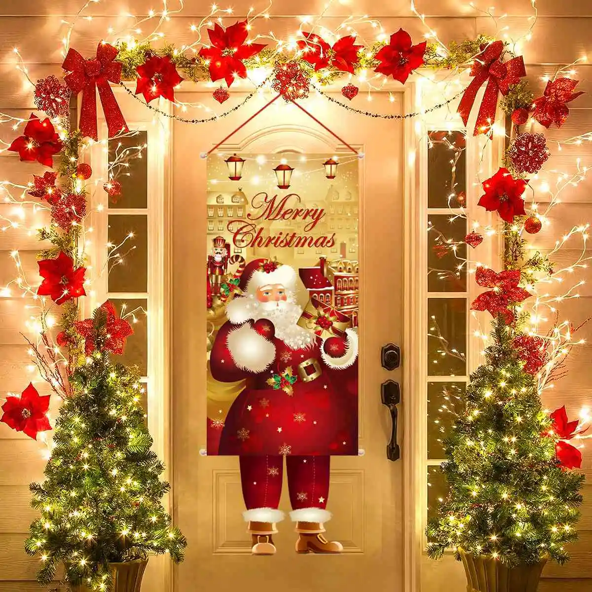 2023 Christmas Hanging Flag Banner Christmas Decorations For Home Door Christmas Ornaments Xmas Navidad Noel Gifts New Year 2024