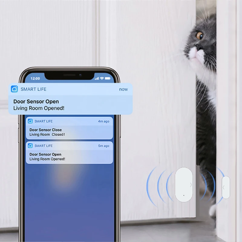 Tuya Zigbee 3.0 Smart Door & Window Sensor Open Close Alarm Built-in Brightness/Luminance Detector Works with Alexa Google Home