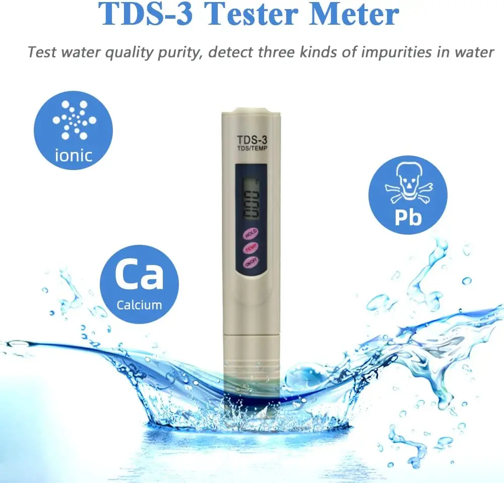 Handheld TDS Digital Water Tester Water Test Pen Water Quality Analysis Meter Water Purity Check 0-9999 PPM for Aquarium 6