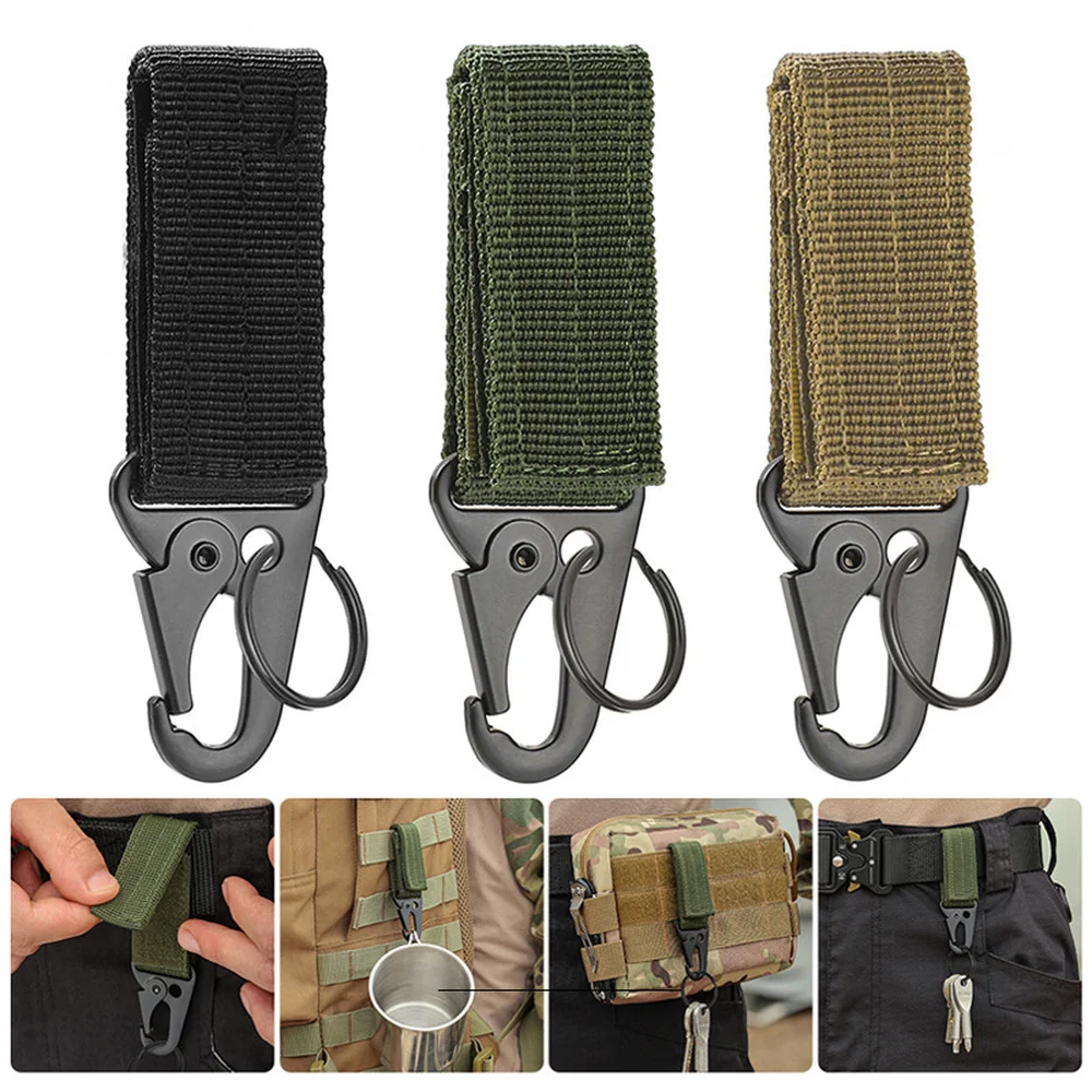 Tactical Hanging Buckle Molle Nylon Webbing Belt Triangle Buckle Outdoor Climbing Camping Tool Accessory Carabiner Keychain