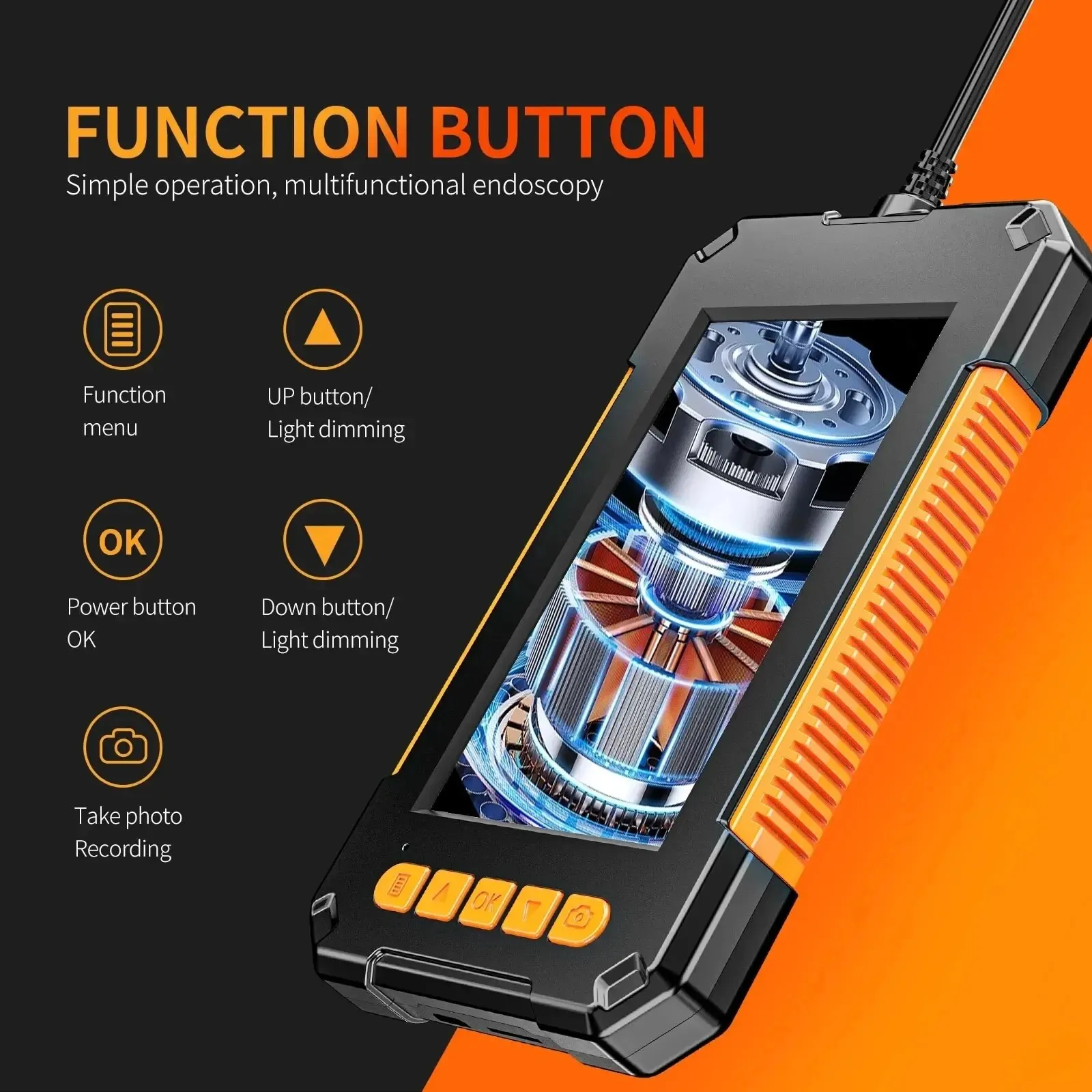 Industrial Endoscope Camera 1080P 4.3 "Single Lens HD1080P Car Inspection Borescope IP68 Waterproof Sewer Camera With HD LED