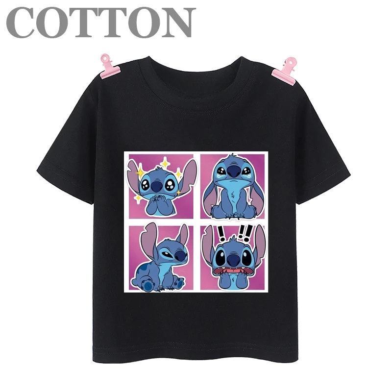 thumbnail image 1 of Marca Disney Stitch Anime Verano Múltiples Moda Algodón Camisetas para Niños Cuello Redondo Casual Manga Corta Ropa para Niños Tee Tops, 1 of 5
