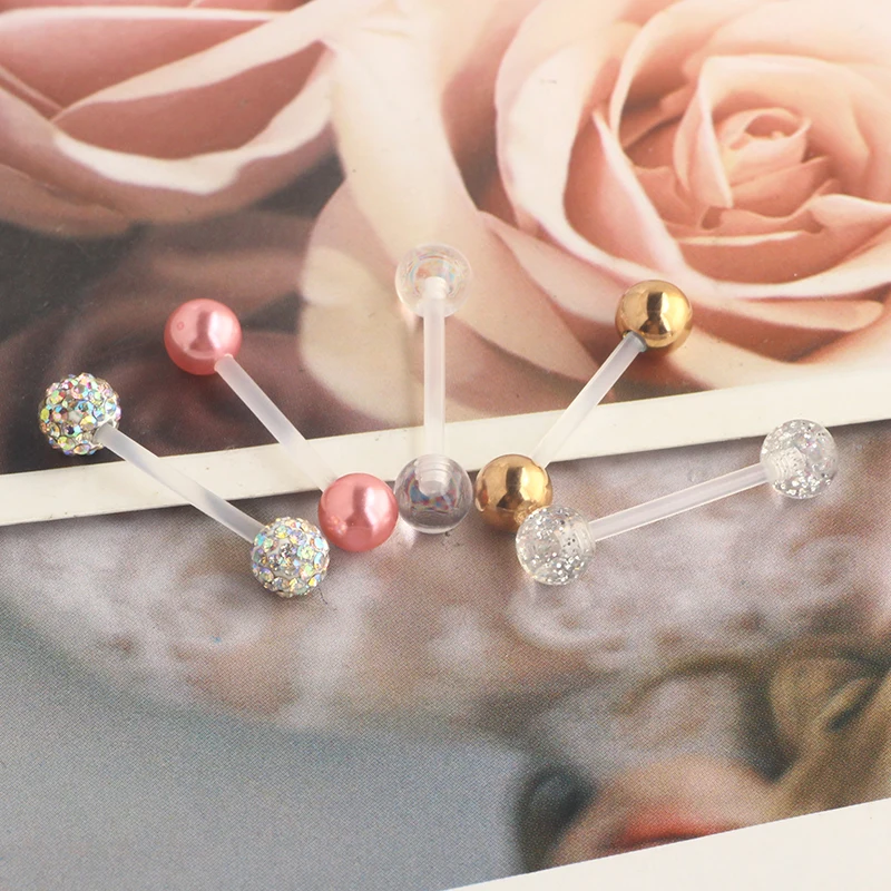 Tongue Barbells 14G Acrylic Tongue Piercing Jewellery Tounge Bars Tongue Piercing Jewellery