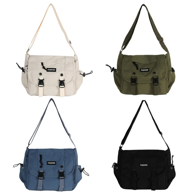 Large Capacity Crossbody Bag Casual Postman Bags Flap Shoulder Bags with Adjustable Straps Retro Nylon Bag