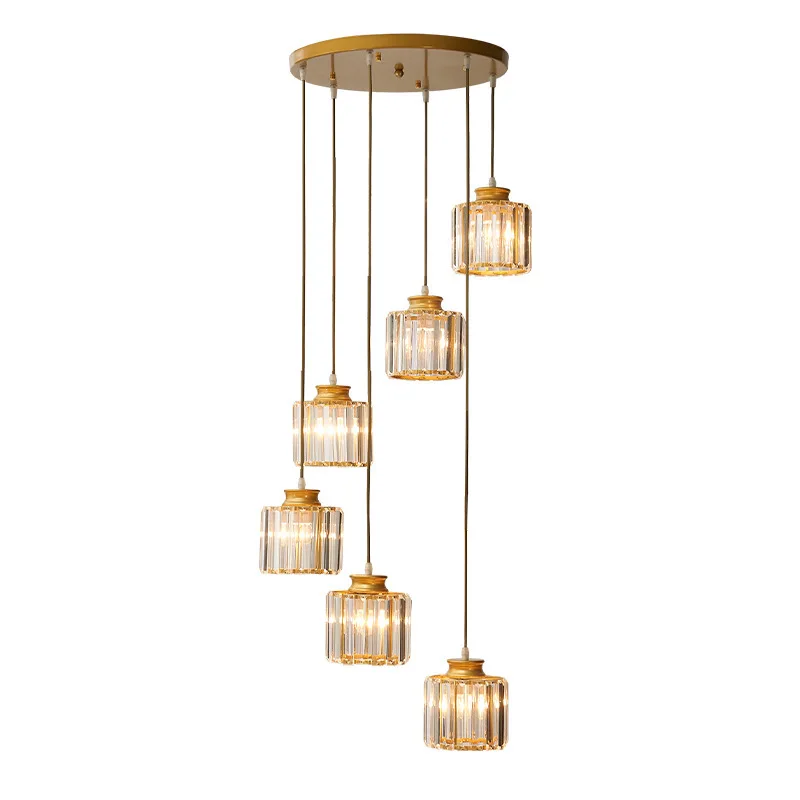 

Large Villa Hall led crystal Chandelier lighting Long stair hanging light Gold Loft Lampadari Staircase high ceiling chandeliers