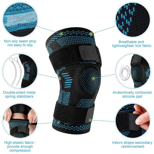 1PCS Knee Brace Support Compression Sleeve with Side Stabilizers and Patella Gel for Knee Pain Meniscus Tear ACL Injury Recovery 3
