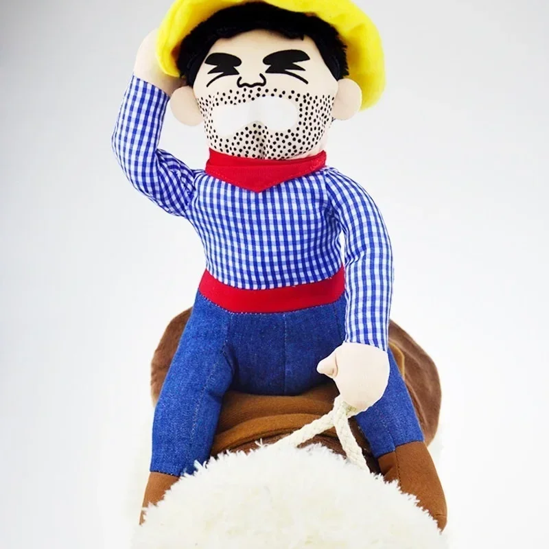 귀여운 애완견 카우보이 라이더 의상 모자와 함께 강아지 코스프레 의상 할로윈 크리스마스 축제 파티 드레스업 옷