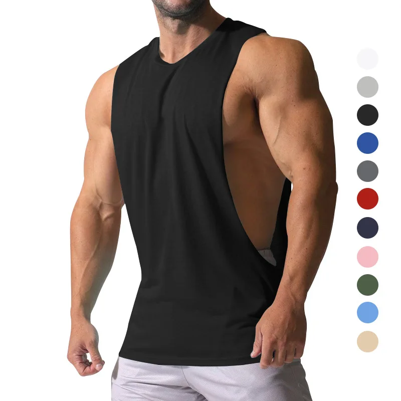 Men Summer Sleeveless Vest Solid Color Tee