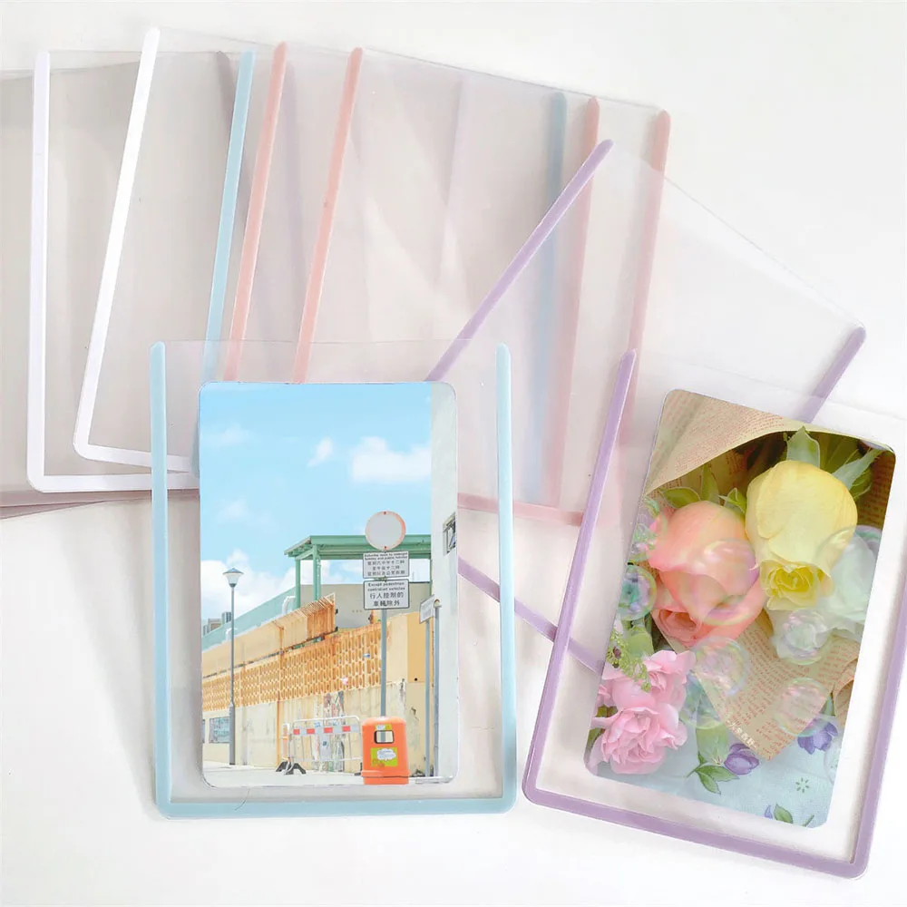 

10Pcs Hard Card Sleeve Fashion Colorful Edge Guka Id Card Holder Film Covered B8 High Transparency Idol Cards Protection Case