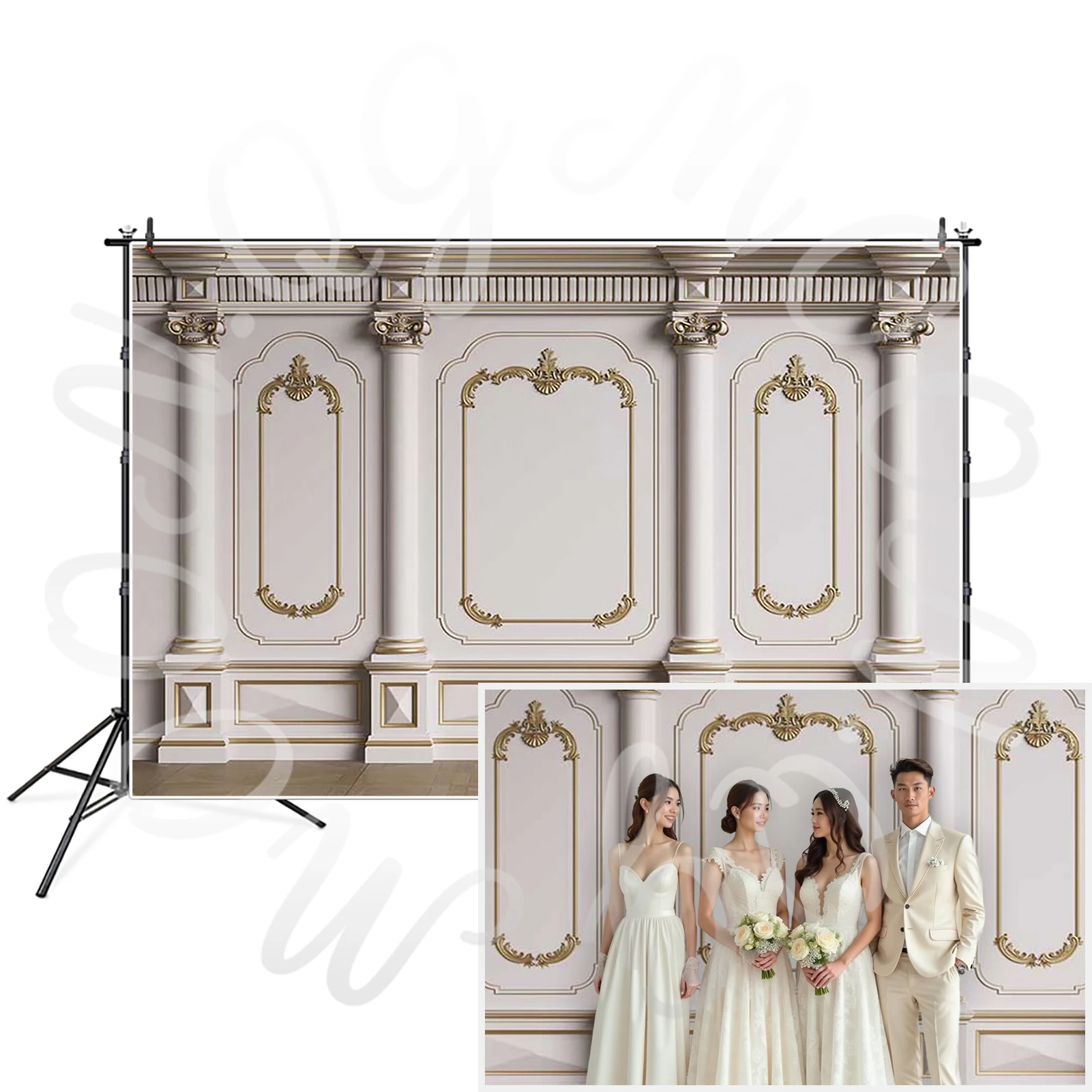 רקע לקיר בסגנון ברוק לחדר המגורים, טירת טירה, קישוטי חתונה ויומולדת לצילומים ואביזרים לצילום