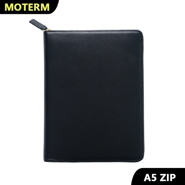 Moterm Genuine Pebbled Grain Leather A5 Zip Cover With Back 