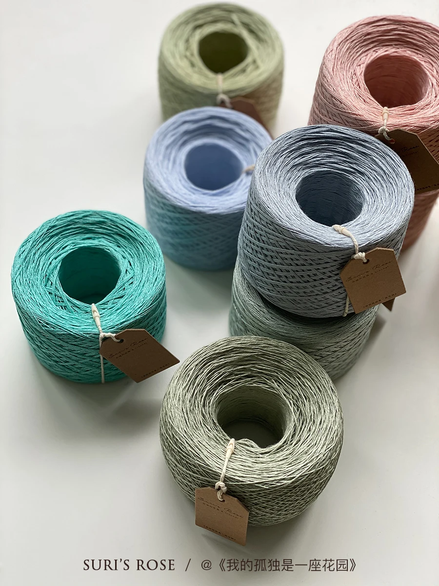 Hochwertige importierte 100 % Leinen-Sommer-Handstrickmütze, Pullover, Häkelnadel, hohle Knochenwolle, 50 g/Knäuel – Detail 4