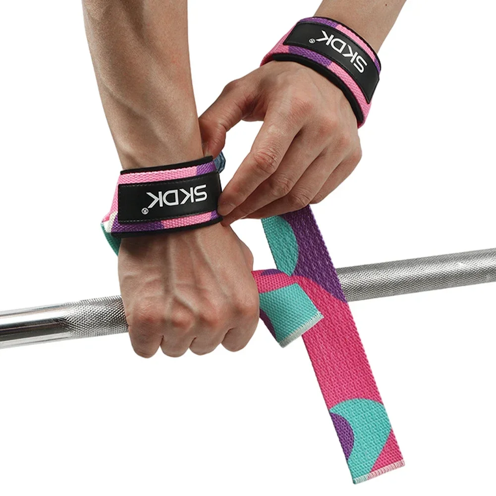2Pcs Wrist Lifting Straps Gym Weightlifting Deadlift Strap Cotton Hard Pull Grip Band with Neoprene Padded & Non-Slip Silicone 2