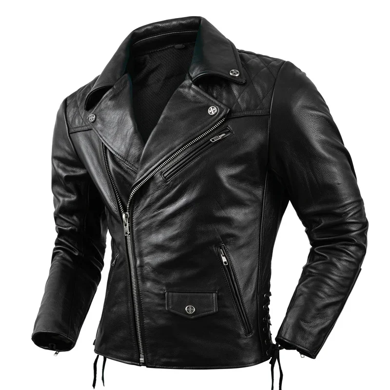 Motorcycle Protectors Biker Jackets Cowhide Clothing Men Leather Jacket Men's Riding Genuine Coats Cow