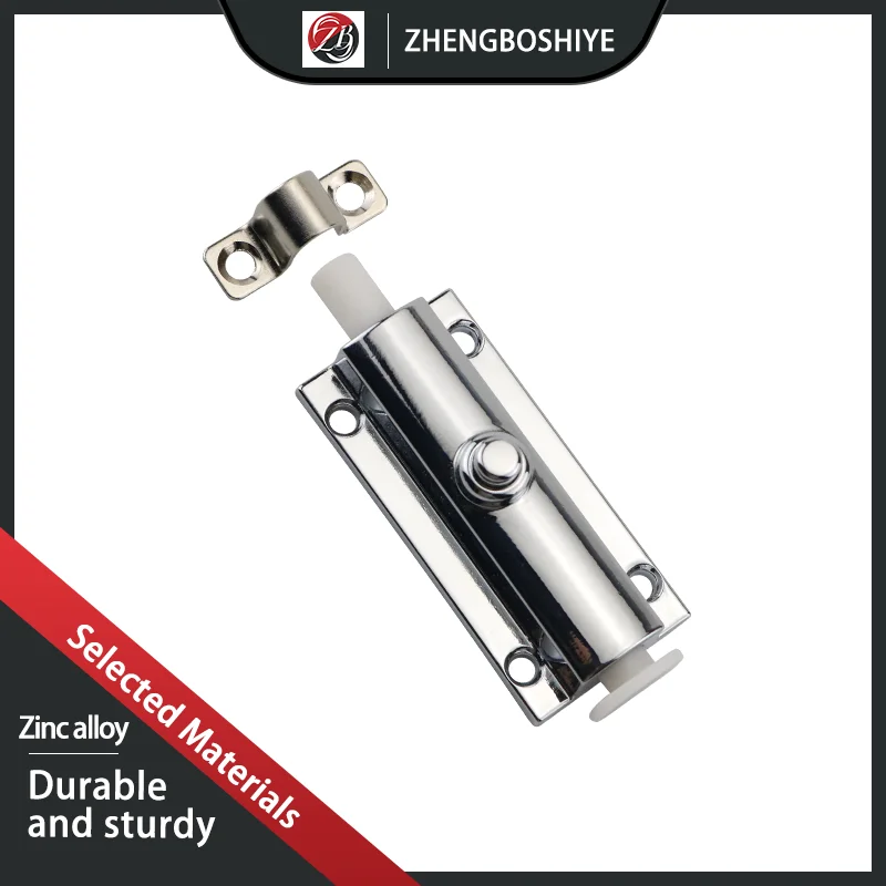 Zinc Alloy Industrial Button Press Type Automatic Spring Rebound Locking Cabinet Door Bolt Buckle Lock