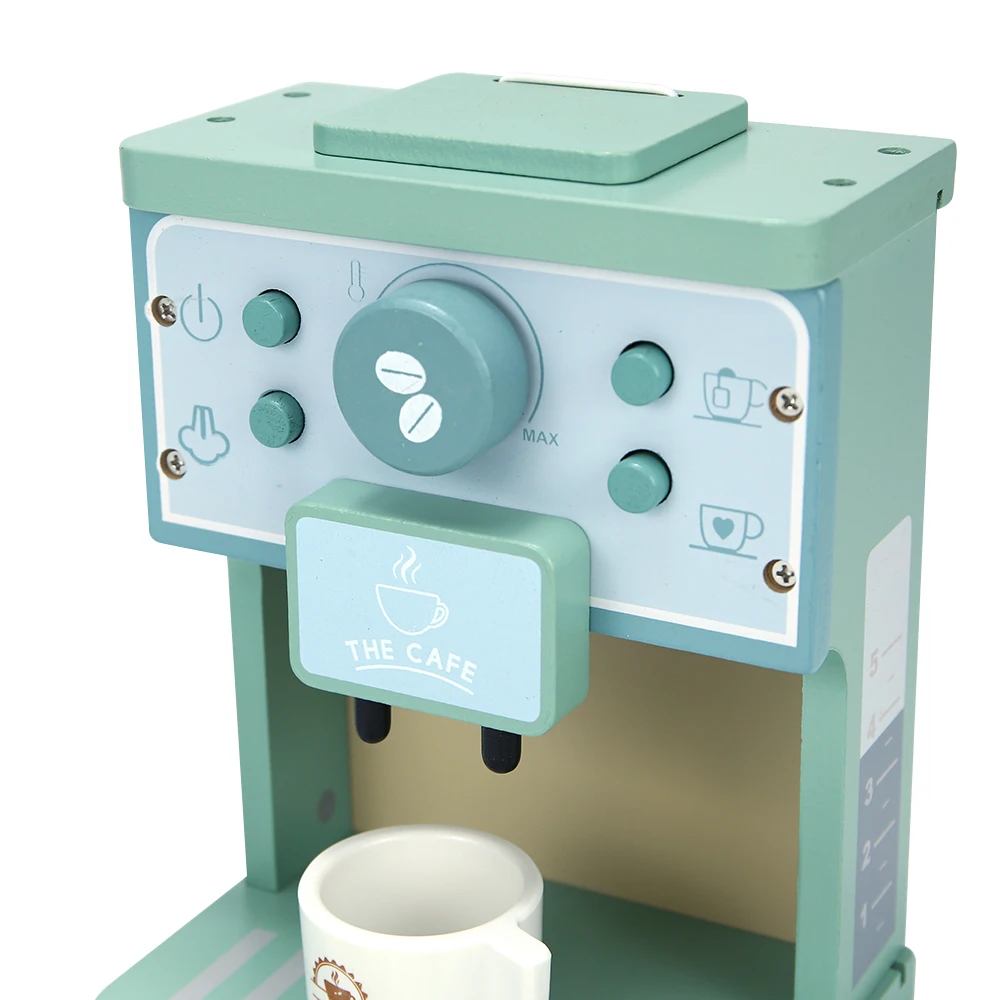 Kids Kitchen Toy Set Wooden Coffee Maker Set Simulation Cookie Pretend Play Educational Toys Gifts Girls Boys