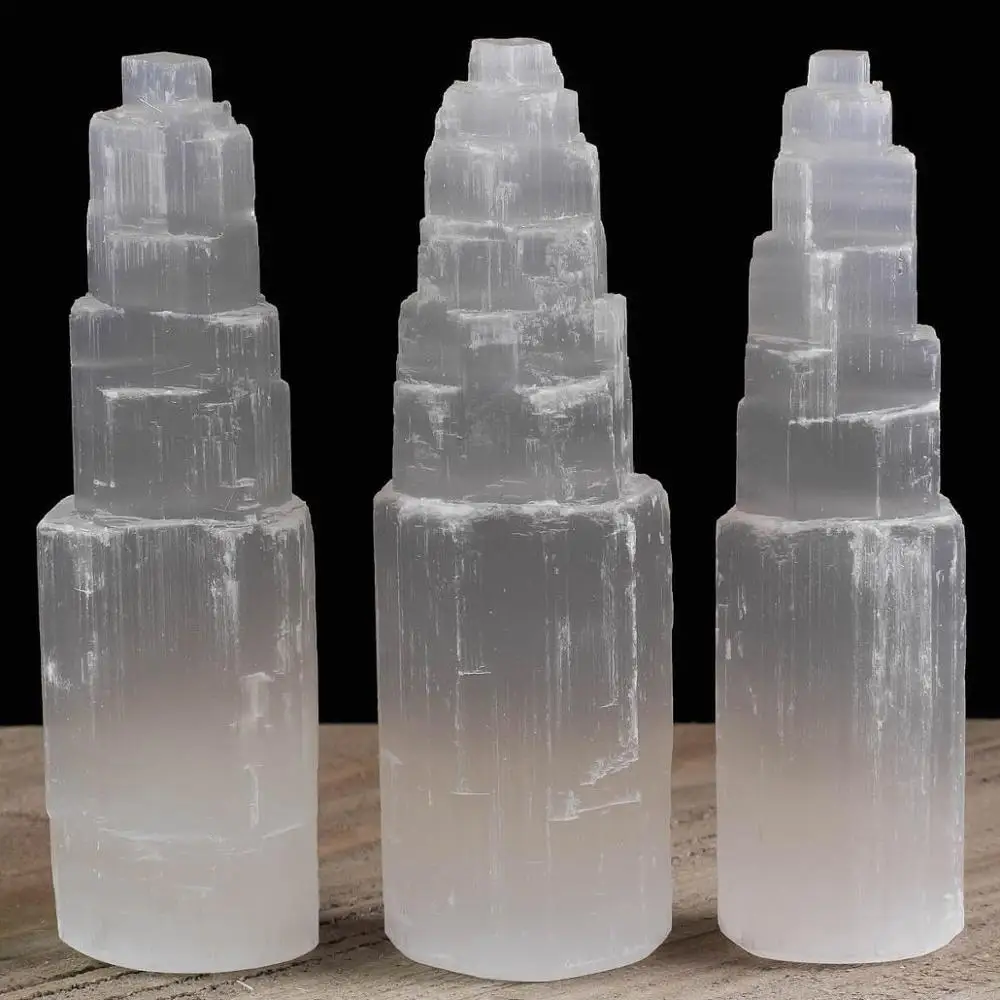 10-20cm Natural quartz crystal selenite tower lamp reiki healing home decor mineral specimen collection 3