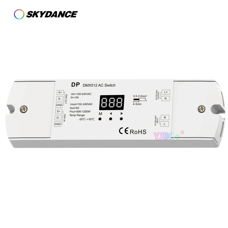 Skydance DMX512 Switch DP 1CH*5A AC100V-240V 500-1200W RDM DMX Decoder Stand-alone function/Numeric display For LED Lamp Lights morrissey alone and palely loitering