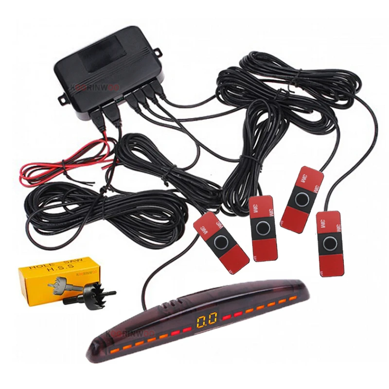 LED Parking Sensor Kit Car LED Parking Sensor Parking Sensor Kit Parking Sensor Car LED display Car Parking Sensor Multicolor Set 4 System Sensors Reverse Radar Parktronic Sensors