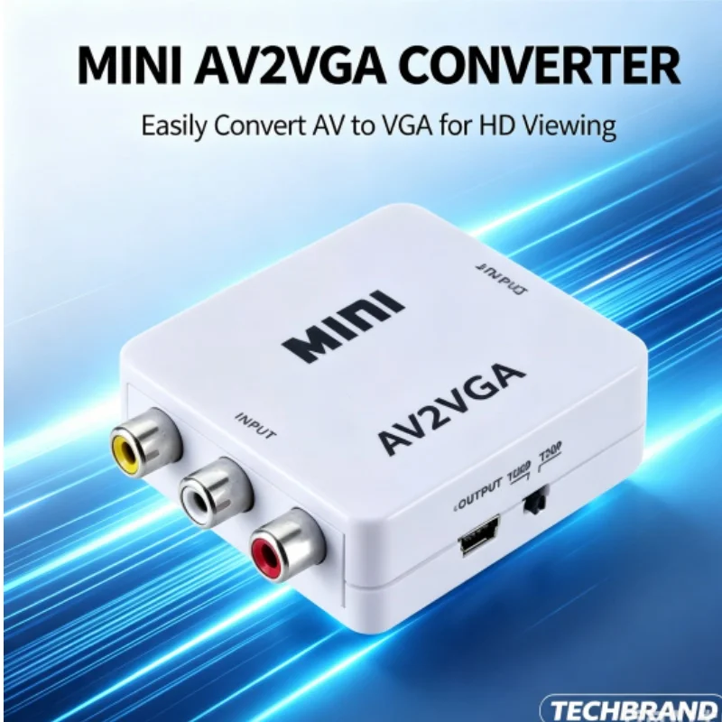 오디오 1080P 비디오 컨버터가 포함된 AV-VGA 컨버터 DVD 플레이어용 AV2VGA 라인 Xbox 노트북 블랙 화이트