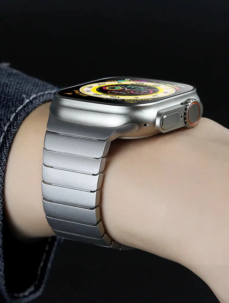 애플 워치 울트라 2 용 티타늄 컬러 밴드, 49mm, 9, 8, 7, 6, 5, 4, 금속 링크 팔찌, 아이워치 45mm, 42mm, 44mm 스테인레스 스틸 스트랩