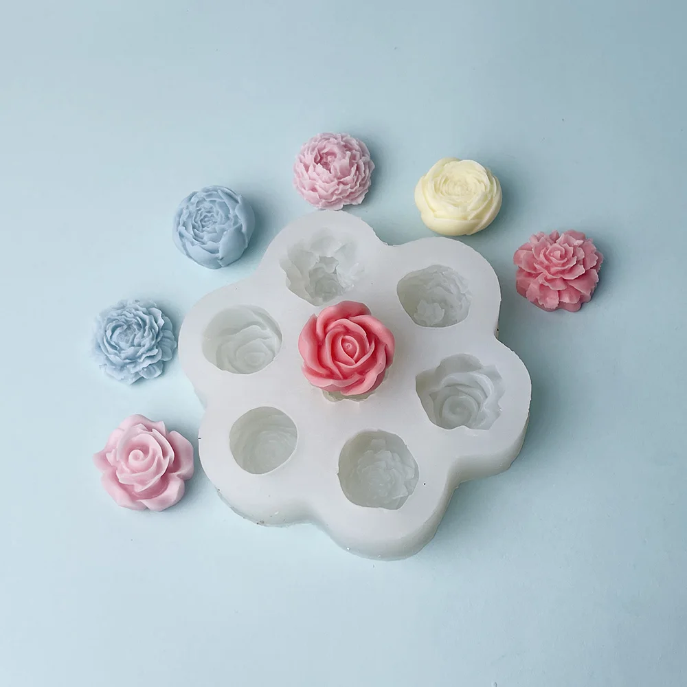 Aromatherapy Candle Mold Seven-hole Flower-shaped Succulent Three-dimensional Gypsum Handmade Silicone