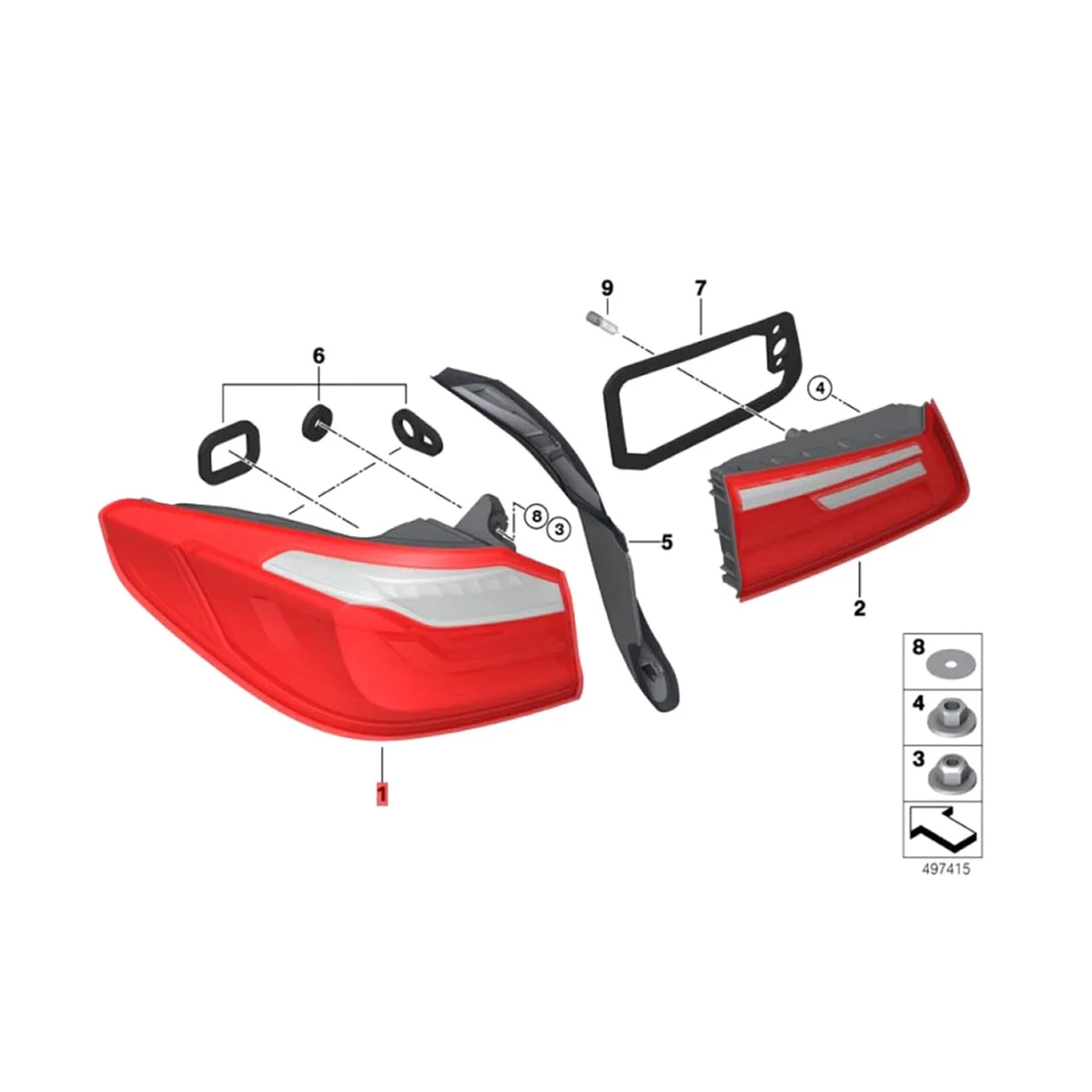 Luci Paraurti Posteriori Sinistra Gruppo Fanale Posteriore Luce Freno Per Bmw G30 520Dx B47 G30 530I B48 G30 530Dx 525I Berlina 2017