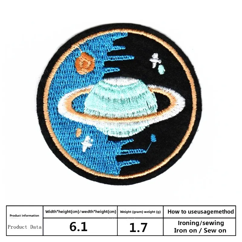 Space Astronaut Embroidered Patch Magic Tape Denim Patch Clothing Repair NASA Embroidery Badge for Men Women Children