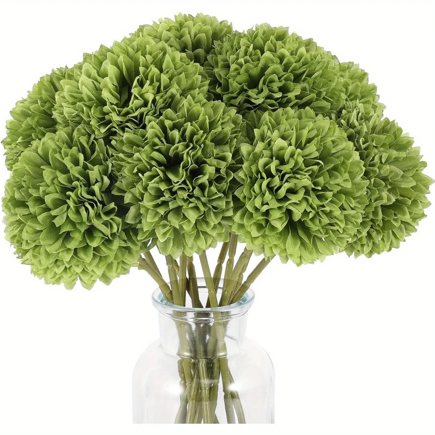 Artificial Ball Chrysanthemum -12pcs with Green Flowers - Image 2