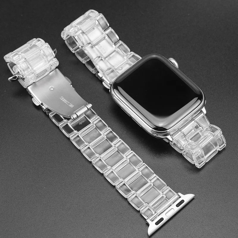 

Transparent Resin strap for apple watch band 42mm 40mm correa 44mm 38mm link smart bracelet iwatch series 8 7 6 5 4 SE 41MM 45MM
