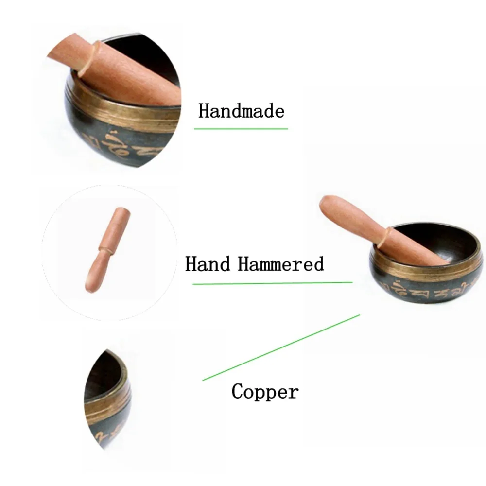 Copper Yoga Tibetan Singing Bowl Set Hand Hammered For Meditation Prayer Chakra Himalayan Crystal Home Decoration Decorative 5