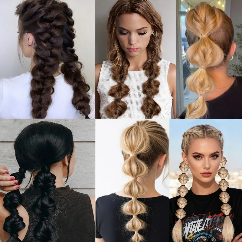 LUPU 20 Inch Ponytail Wig Female Bubble Braid Natural Dye Twist Braid Tie-Up Dreadlocks1 piece Ponytail Lantern Braid