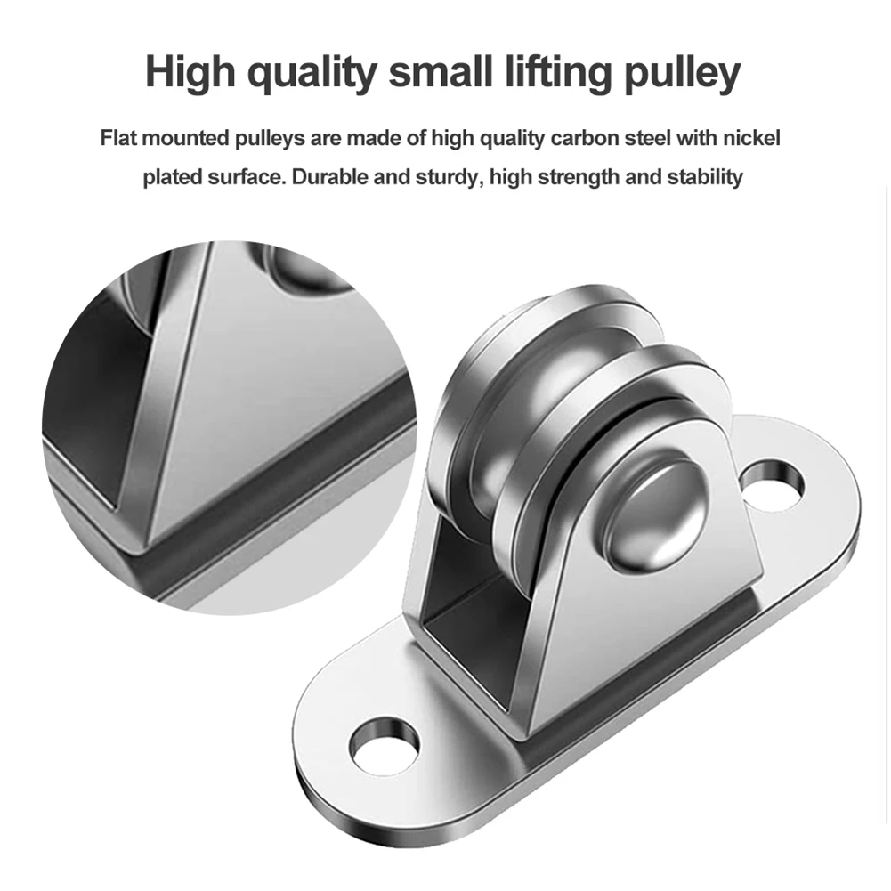 2/4Pcs Bearing Silent Pulley with Mounting Screws Heavy Duty Fixed Pulley Block Kit for Cord Material Handling Moving/DIY Mount 3