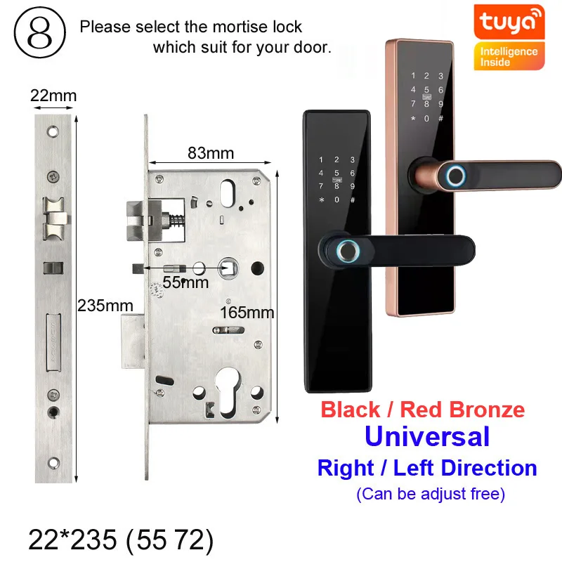 RAYKUBE Tuya Smart Door Lock Wifi Fingerprint Password IC Card Keyless Remotely Unlock Use AA Battery Support 8 Language Voice best electronic door lock Access Control Systems