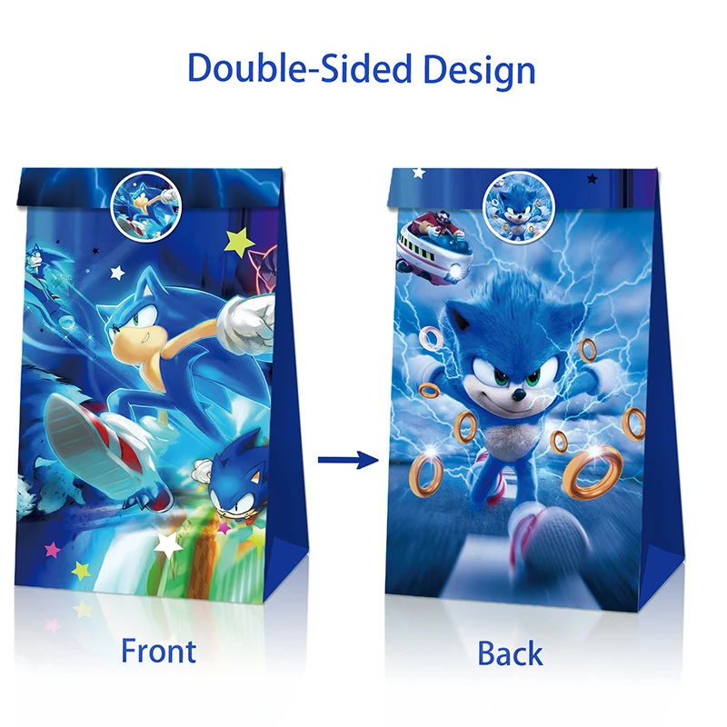 thumbnail image 1 of 12 piezas 24 piezas Sonic The Hedgehog bolsa de regalo de papel figura de anime imagen temática fiesta Navidad bolsa de regalo de devolución bolsa de dulces al por mayor, 1 of 5